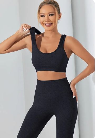 SA350 - Hollow Vest High Waist Hip Yoga Pants Two-Piece Set